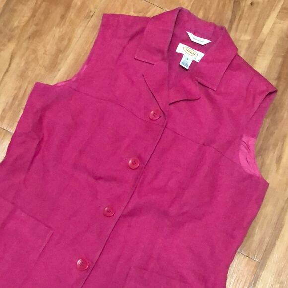 Talbots Petites Irish Linen Pink Vest Size 8 Petite - Picture 1 of 9